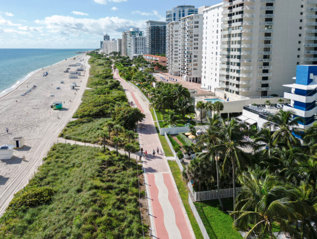 Miami beachfront and skyline